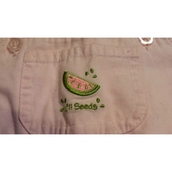 Girl's Sz 6-9 M Month 2 Pc Pink "Lil Seeds" Watermelon Suspender Shorts & Top - Picture 3 of 7